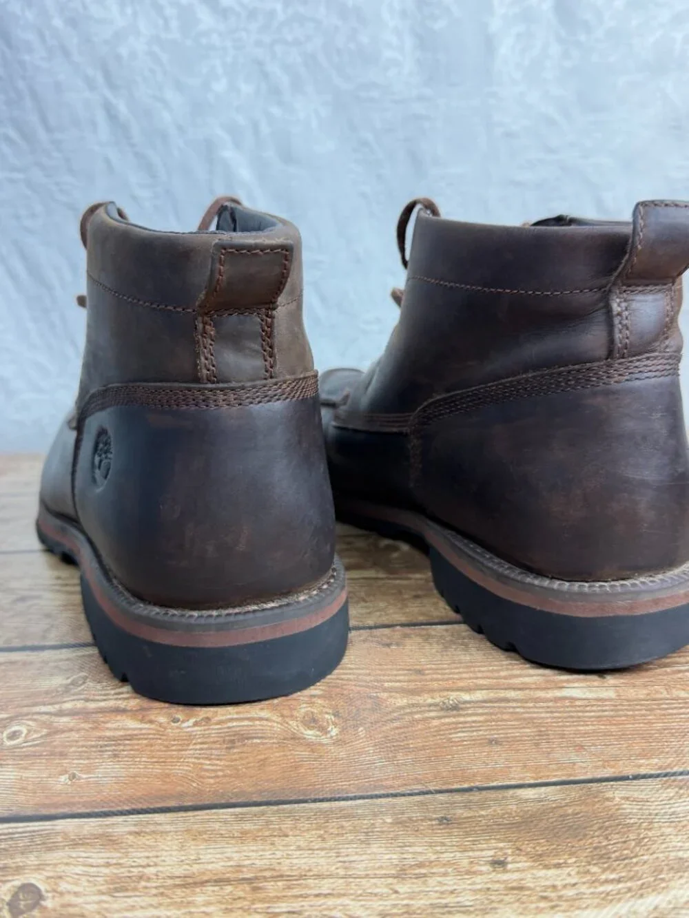Timberland Men's Size 13 Brown Leather Moc Toe Chukka Boots OrthoLite Rugged